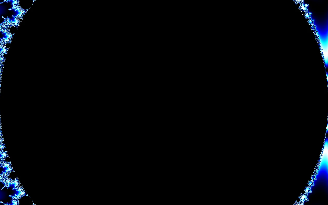 A large circular bulb of the Mandelbrot set with budding smaller bulbs